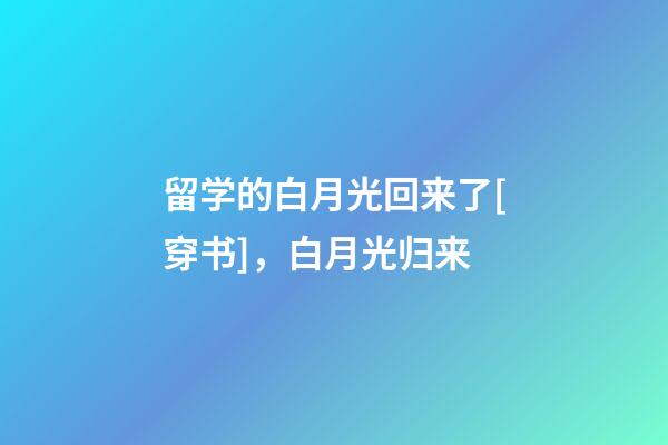 留学的白月光回来了[穿书]，白月光归来(2)-第1张-观点-玄机派